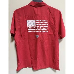 NWT Columbia PFG OMNI- Shade Raging Cajuns Red Short Sleeve Vented Shirt